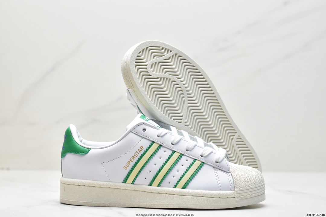 Adidas Clover Originals Superstar ”Sail/Green/Lace” shell toe sneakers GY3366