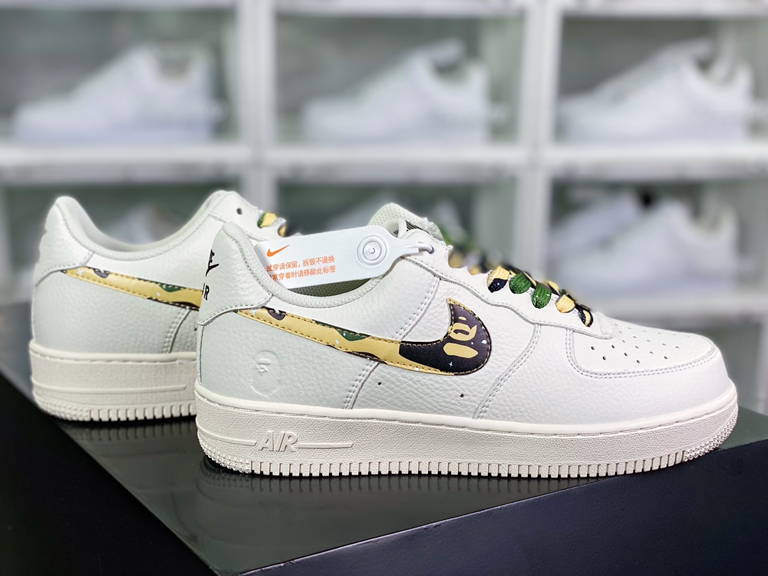240 Air Force 1 Sta Low”Camo”空军一号低帮经板鞋“米白黑绿迷彩”AA1365-118