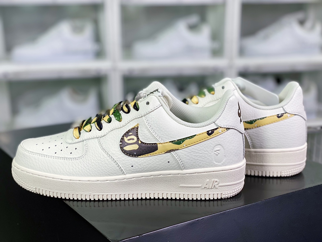 240 Air Force 1 Sta Low”Camo”空军一号低帮经板鞋“米白黑绿迷彩”AA1365-118
