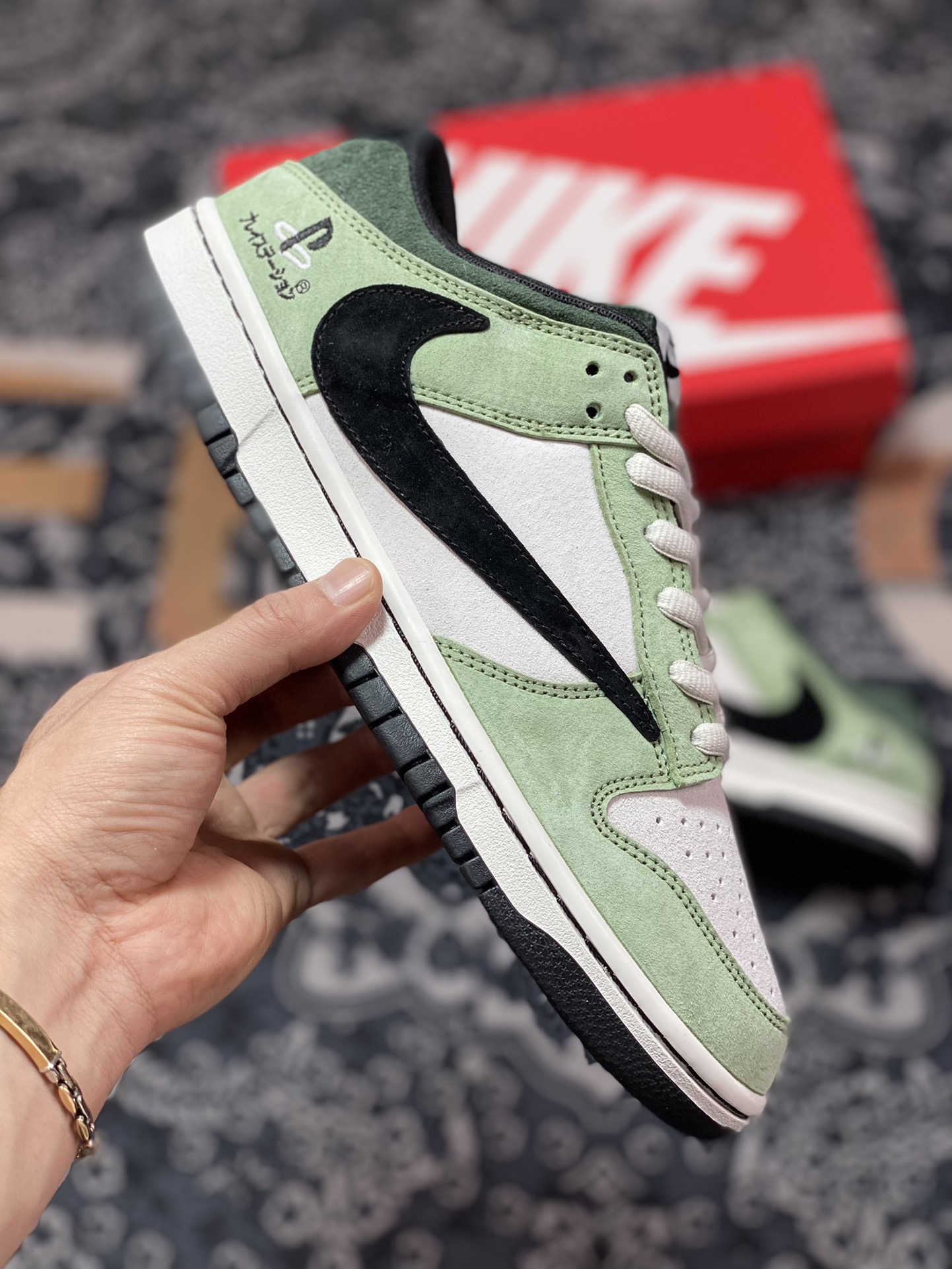 340 Sony PlayStation 5 x Travis Scott x Nike SB Dunk Low”PS5”扣篮板鞋“TS联名抹茶绿灰黑反钩”CU1726-777