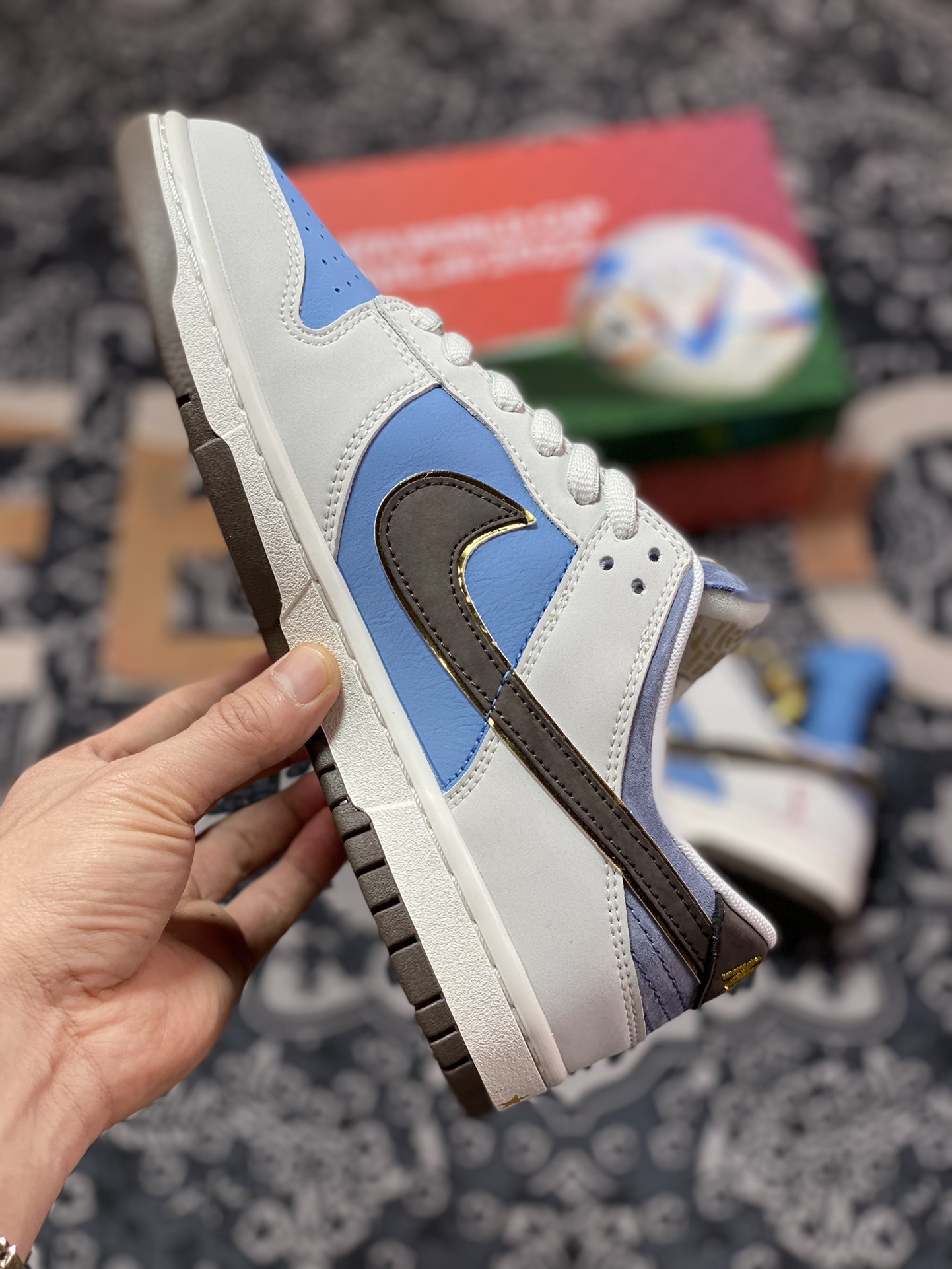 360 Nike SB Dunk Low”FIFA World Cup Qatar 2022”扣篮板鞋“阿根廷灰蓝深棕金球边”AT2022-688
