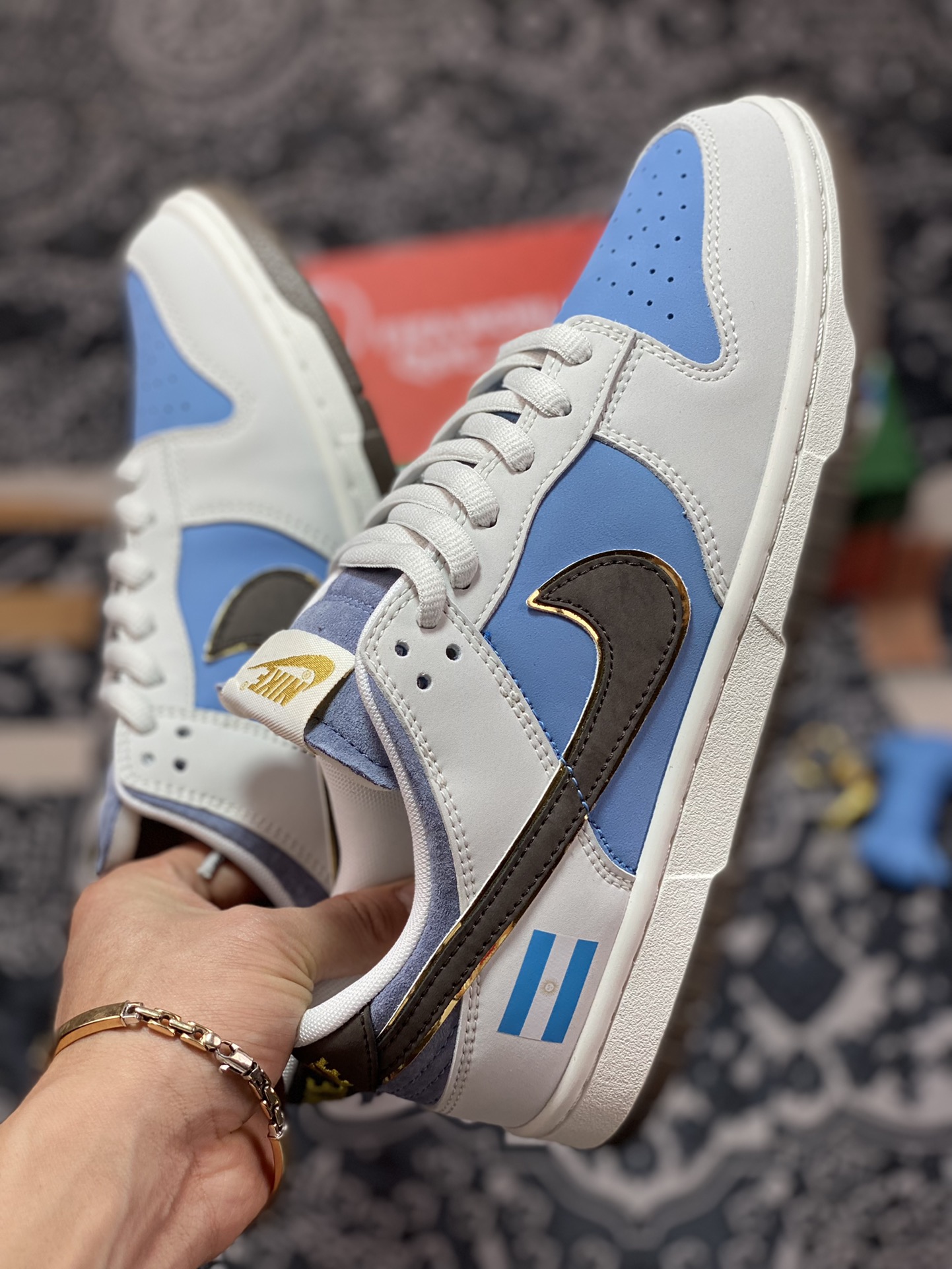 360 Nike SB Dunk Low”FIFA World Cup Qatar 2022”扣篮板鞋“阿根廷灰蓝深棕金球边”AT2022-688