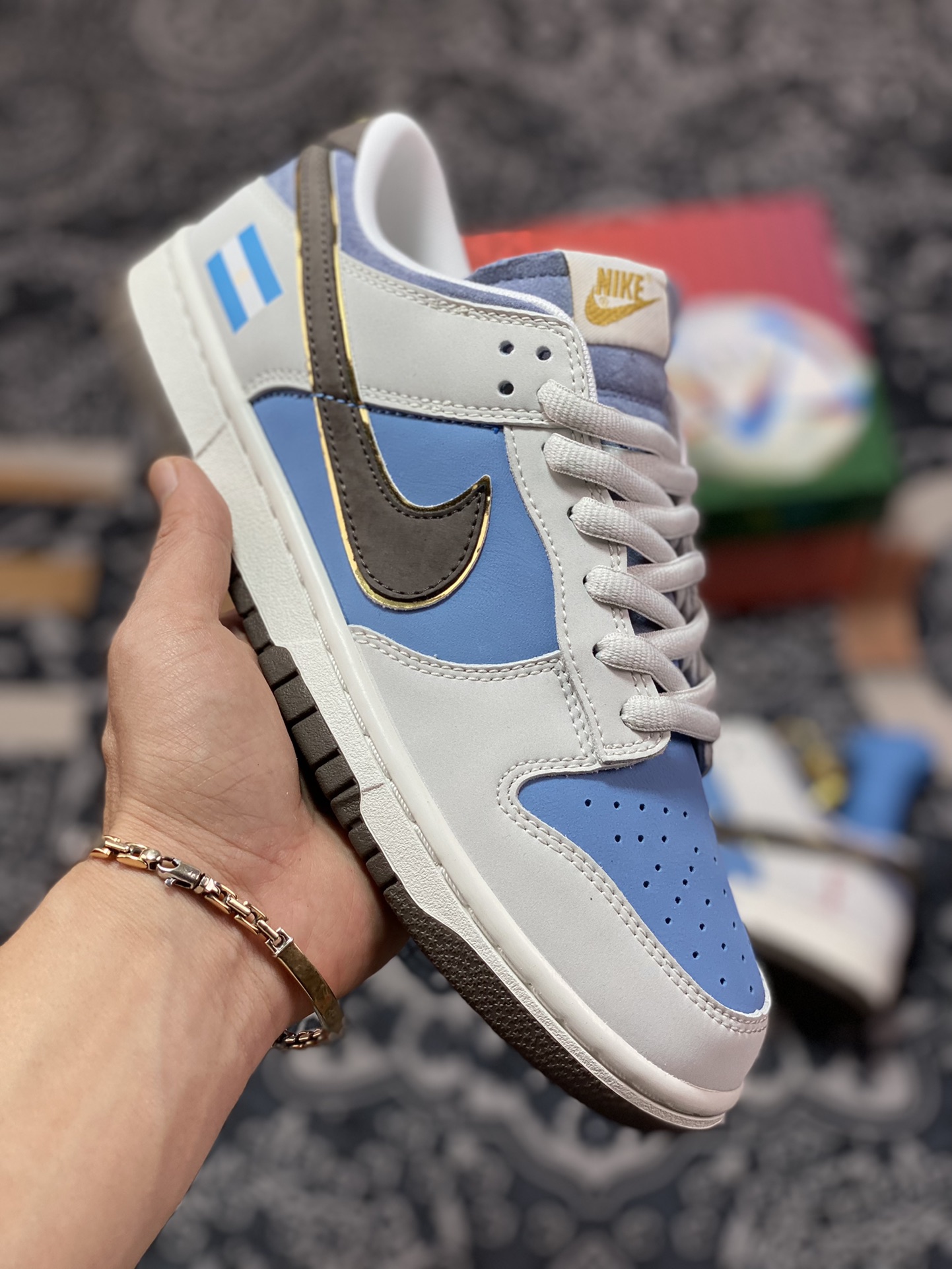 360 Nike SB Dunk Low”FIFA World Cup Qatar 2022”扣篮板鞋“阿根廷灰蓝深棕金球边”AT2022-688