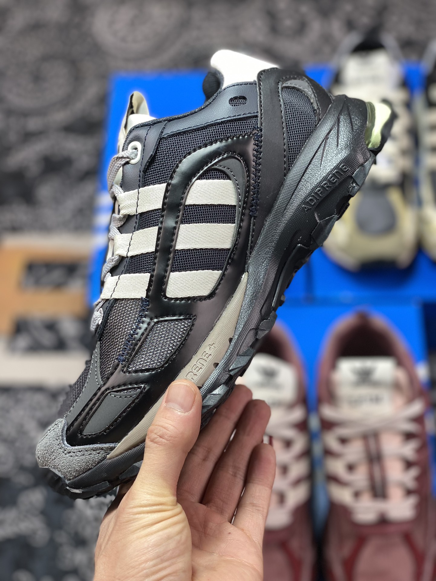 Song For The Mute x Adidas SFTM-001 Shadowturf Shadow Frisbee Jogging Shoes ”Black Gray Blue” HQ3939