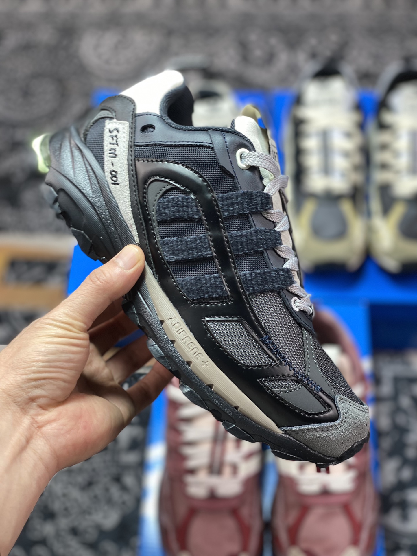 Song For The Mute x Adidas SFTM-001 Shadowturf Shadow Frisbee Jogging Shoes ”Black Gray Blue” HQ3939