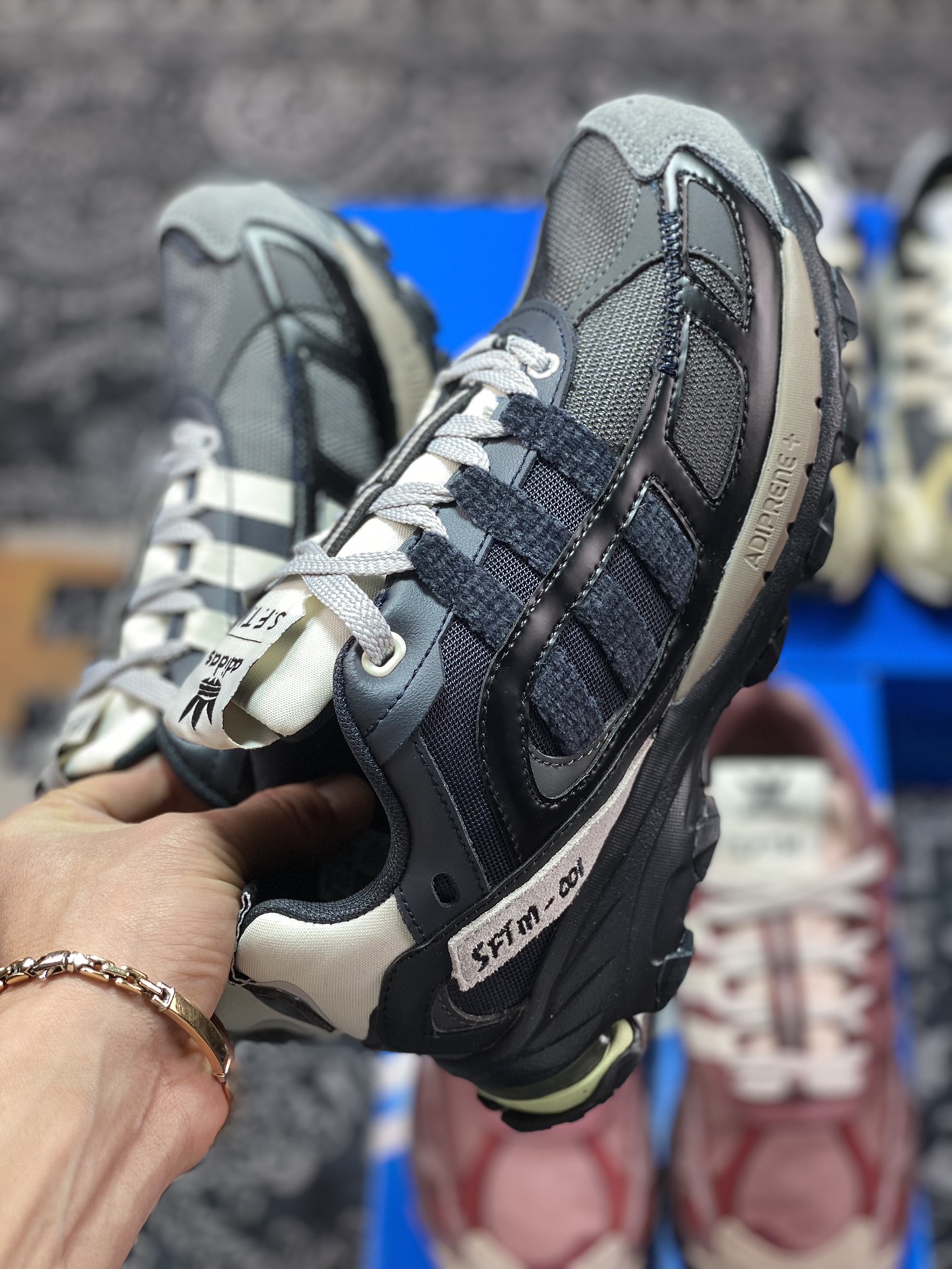 Song For The Mute x Adidas SFTM-001 Shadowturf Shadow Frisbee Jogging Shoes ”Black Gray Blue” HQ3939