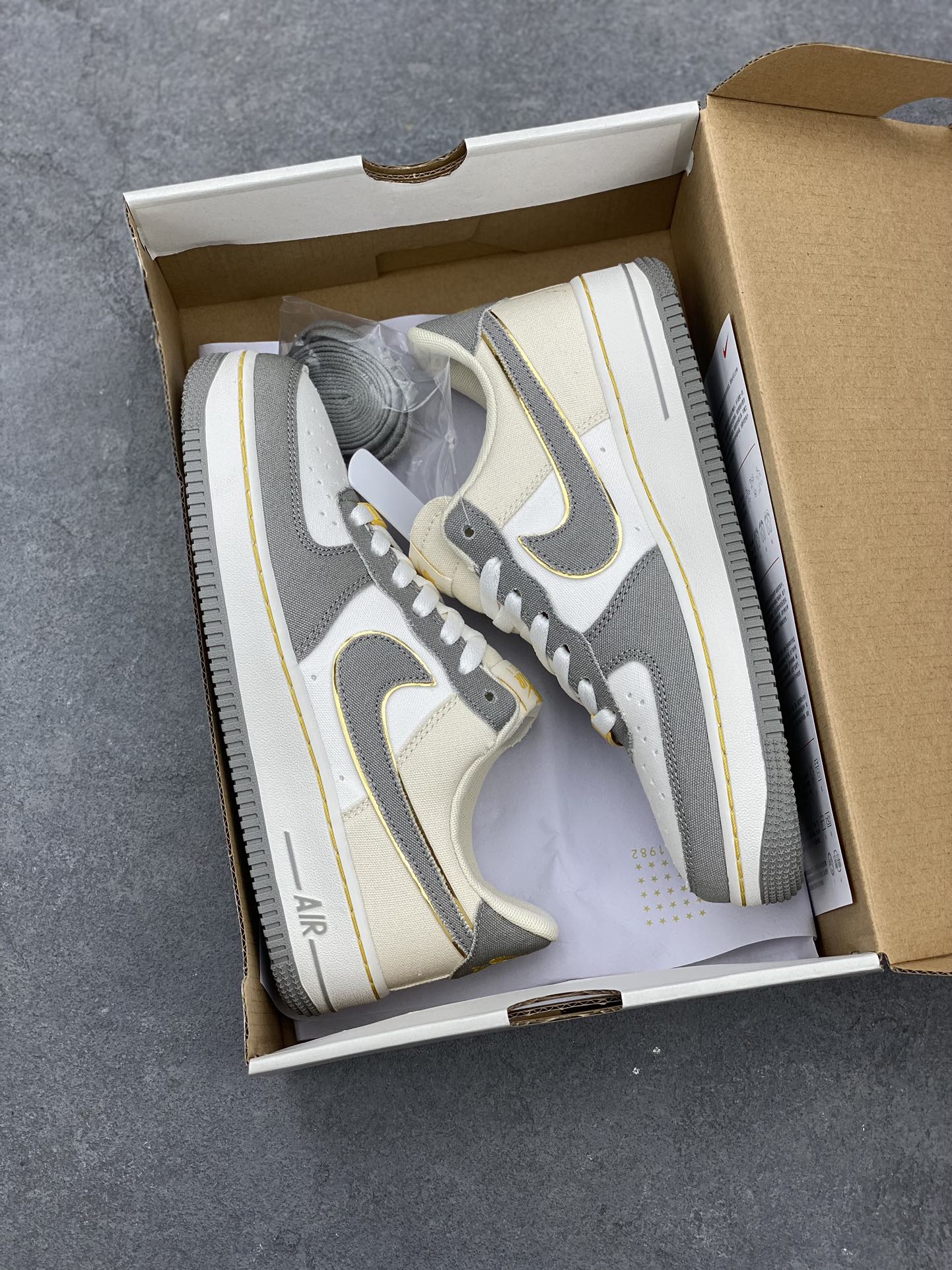 Nike Air Force 1 '07 Low Gray Gold Sneakers, Comfortable Walking Shoes 10 i1676787215 1034 8