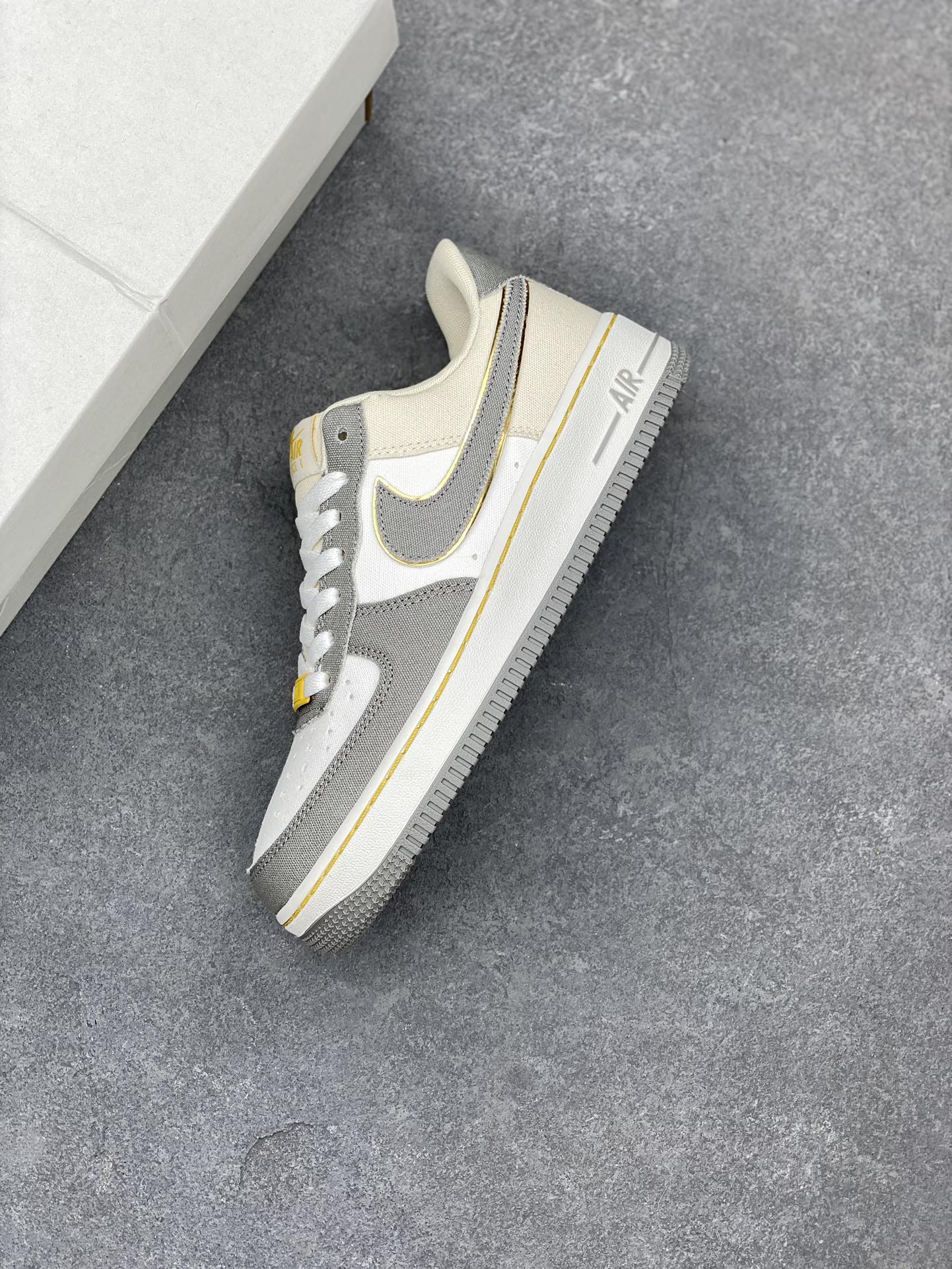 Nike Air Force 1 '07 Low Gray Gold Sneakers, Comfortable Walking Shoes 8 i1676787215 1790 6