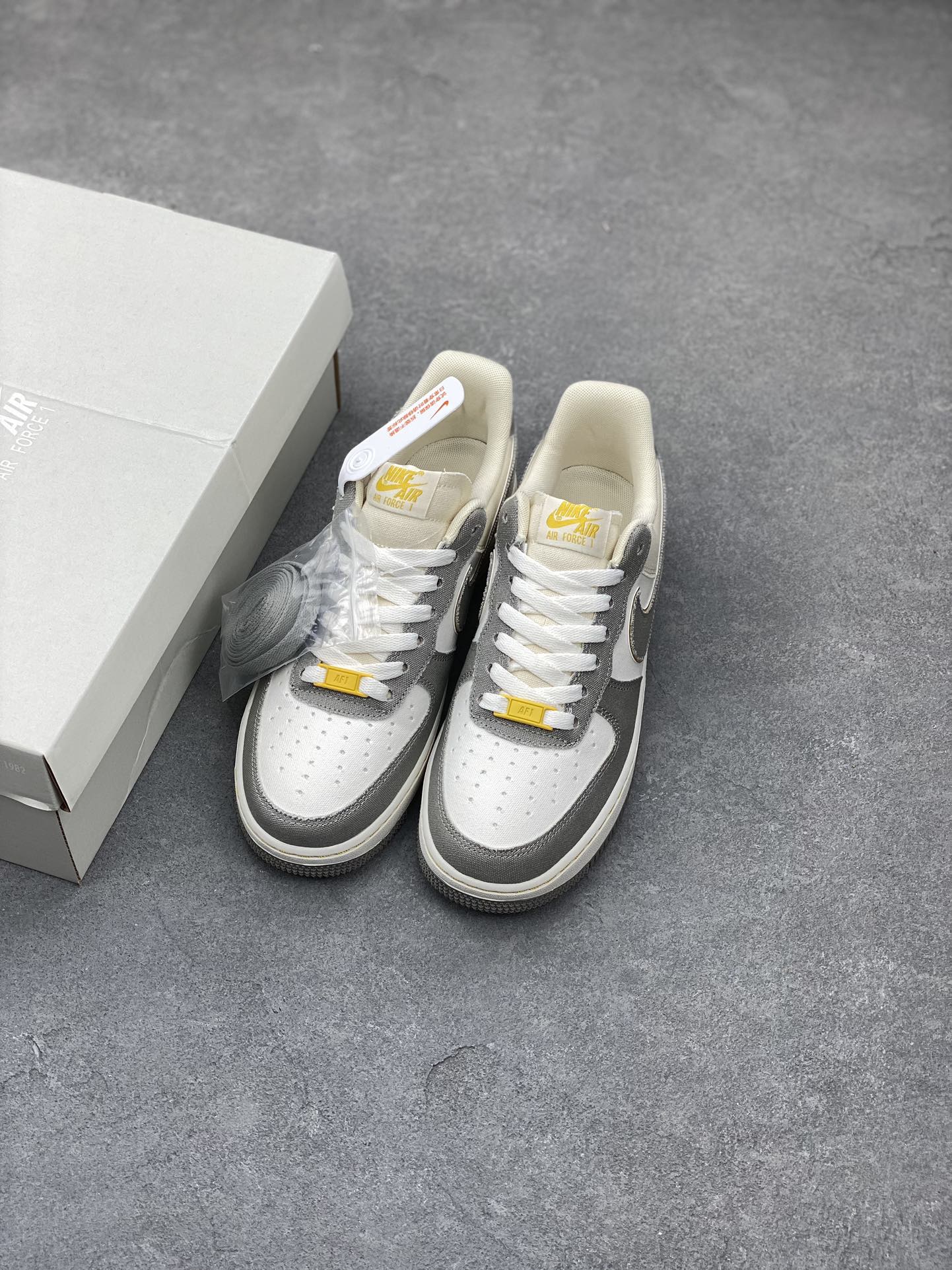 Nike Air Force 1 '07 Low Gray Gold Sneakers, Comfortable Walking Shoes 9 i1676787215 6233 7