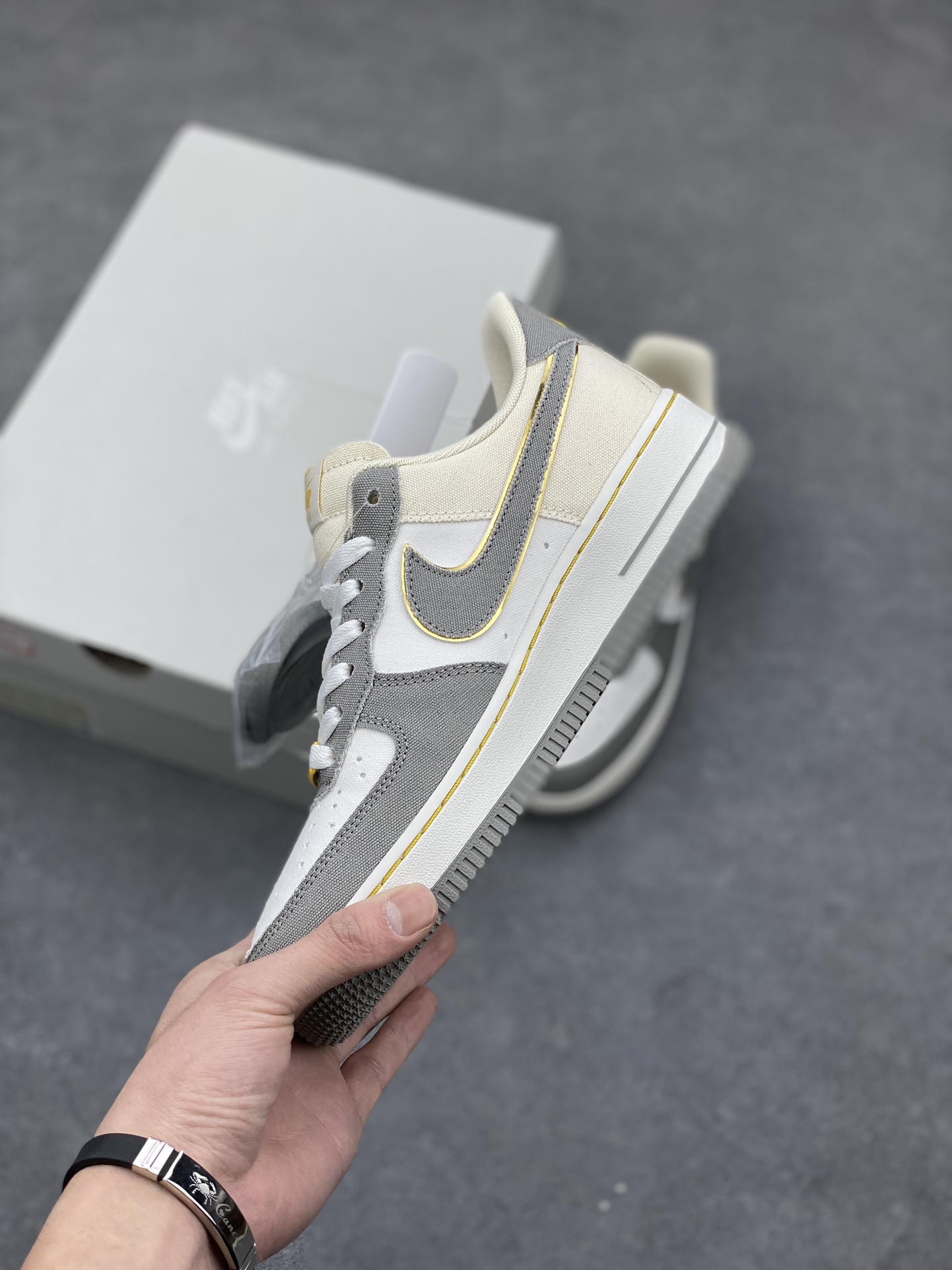 Nike Air Force 1 '07 Low Gray Gold Sneakers, Comfortable Walking Shoes 4 i1676787215 779 2