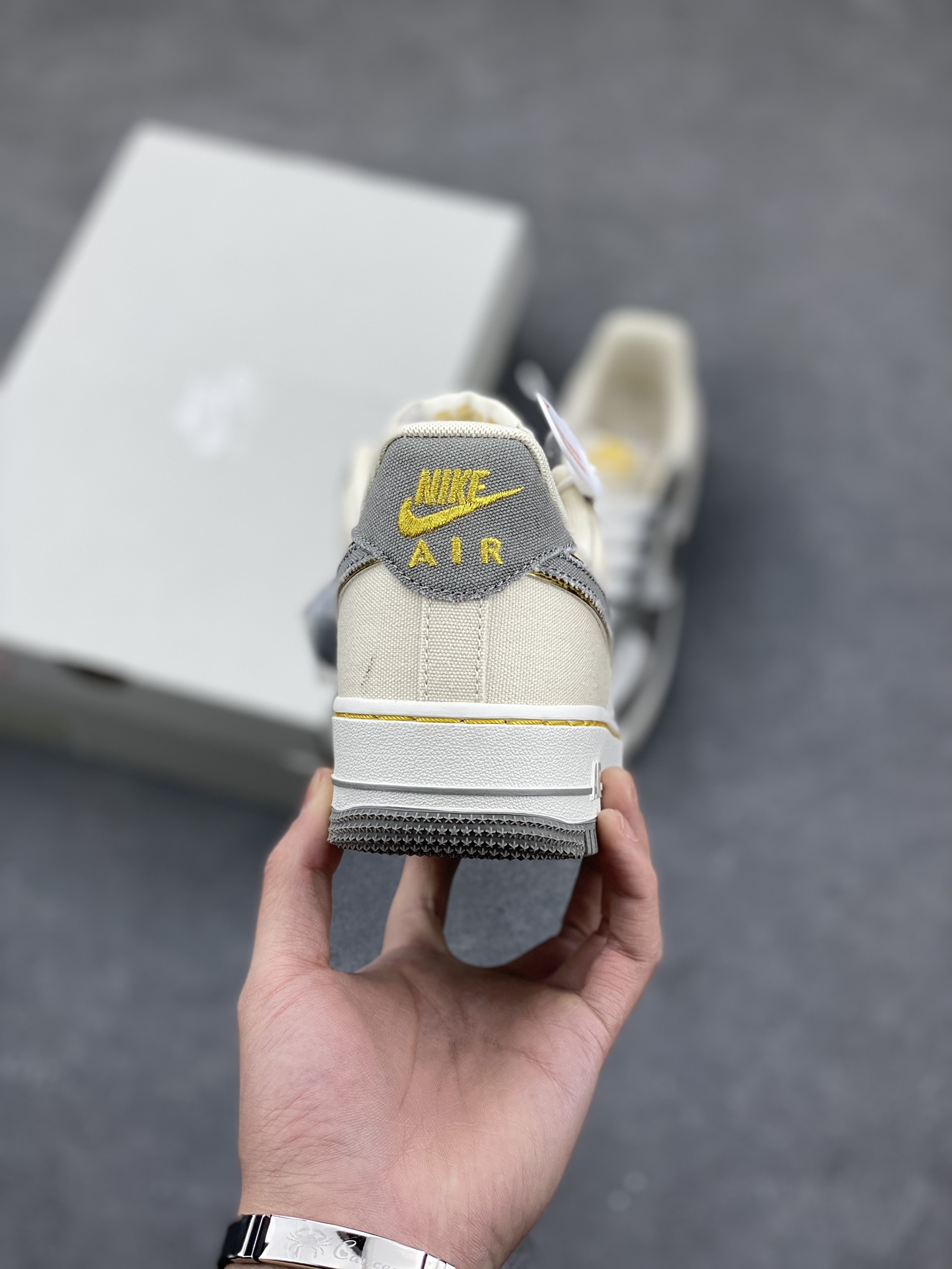 Nike Air Force 1 '07 Low Gray Gold Sneakers, Comfortable Walking Shoes 5 i1676787215 964 3