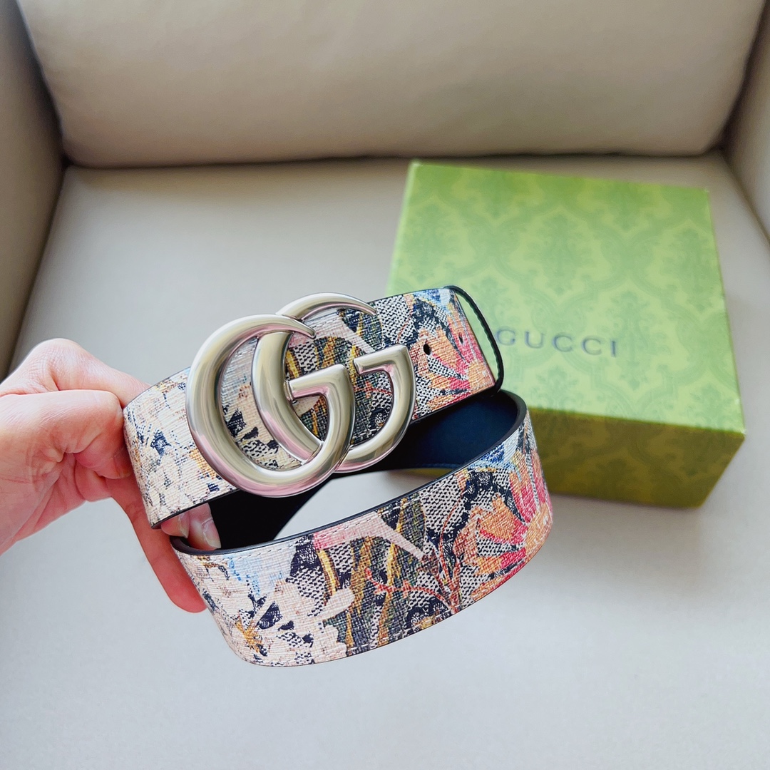 Gucci Men’s Belt: Top Quality, GG Supremepvc, Double-G Elements, 4.0 Cm Width - 图片 1