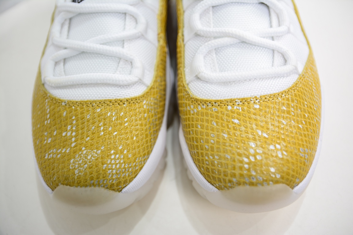 Foreign trade Air Jordan AJ11 Low ”Yellow Python” white and yellow snake pattern low top AH7860-107