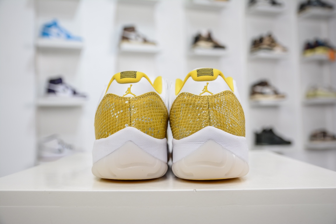 Foreign trade Air Jordan AJ11 Low ”Yellow Python” white and yellow snake pattern low top AH7860-107