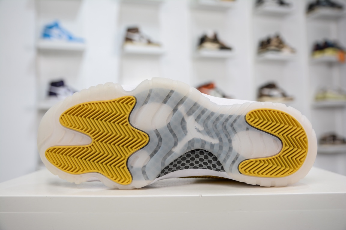 Foreign trade Air Jordan AJ11 Low ”Yellow Python” white and yellow snake pattern low top AH7860-107