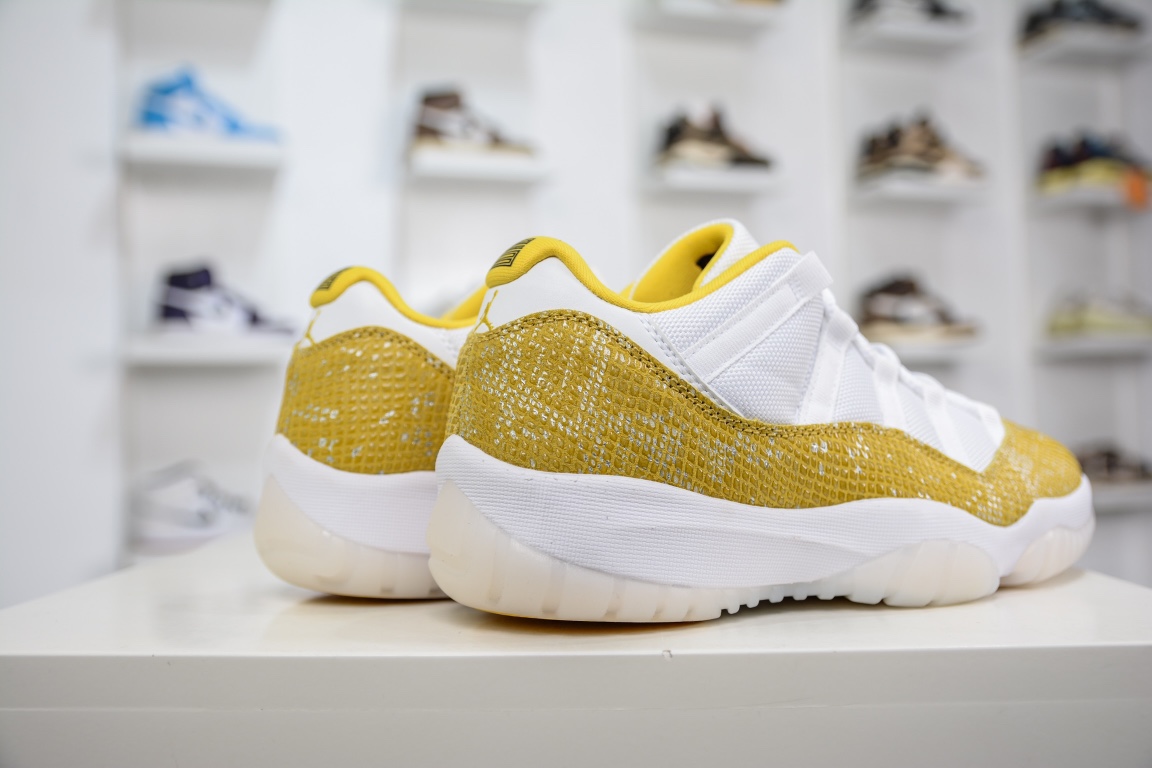 Foreign trade Air Jordan AJ11 Low ”Yellow Python” white and yellow snake pattern low top AH7860-107