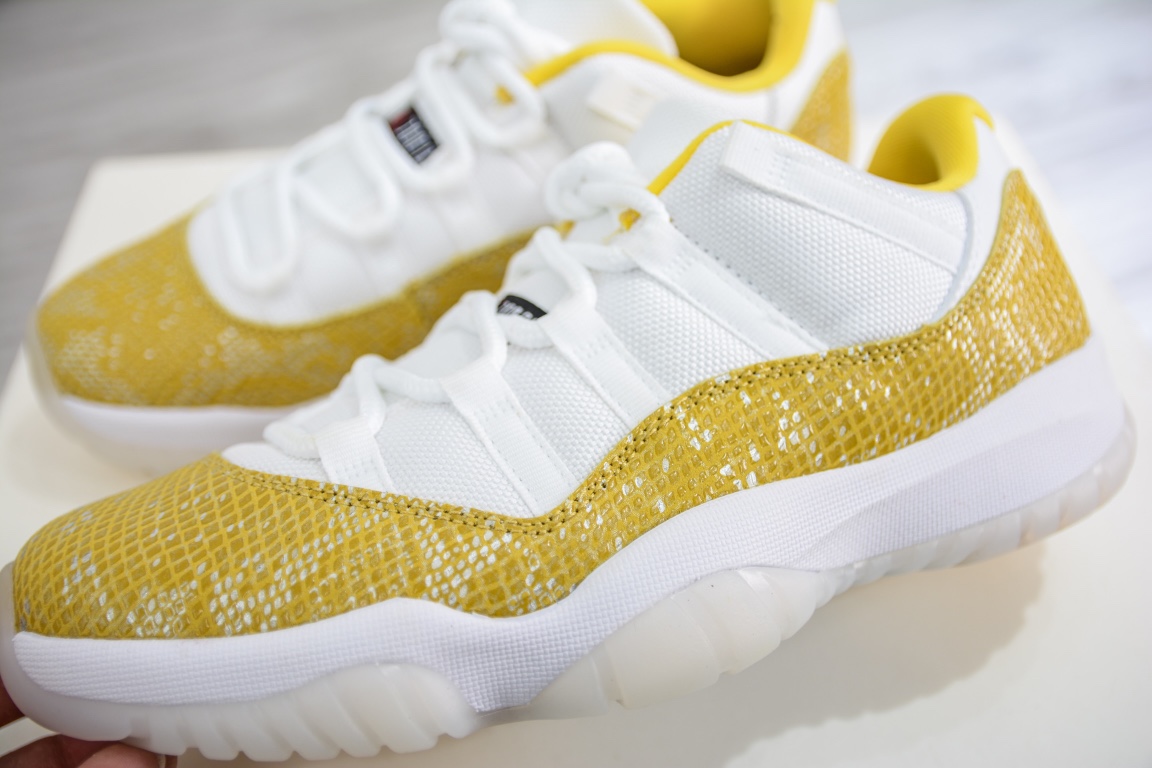 Foreign trade Air Jordan AJ11 Low ”Yellow Python” white and yellow snake pattern low top AH7860-107