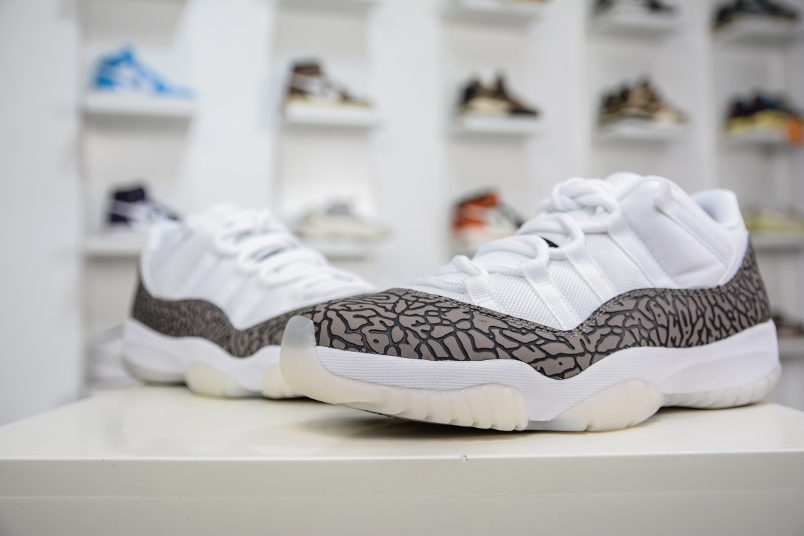 Foreign trade Air Jordan AJ11 Low ”Elephant” white and gray elephant burst pattern low top AV2187-140