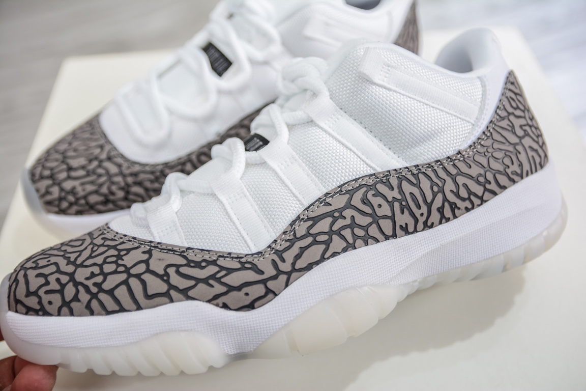 Foreign trade Air Jordan AJ11 Low ”Elephant” white and gray elephant burst pattern low top AV2187-140