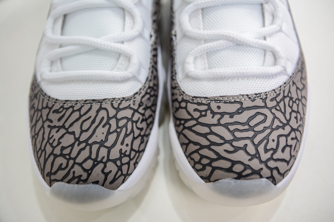 Foreign trade Air Jordan AJ11 Low ”Elephant” white and gray elephant burst pattern low top AV2187-140