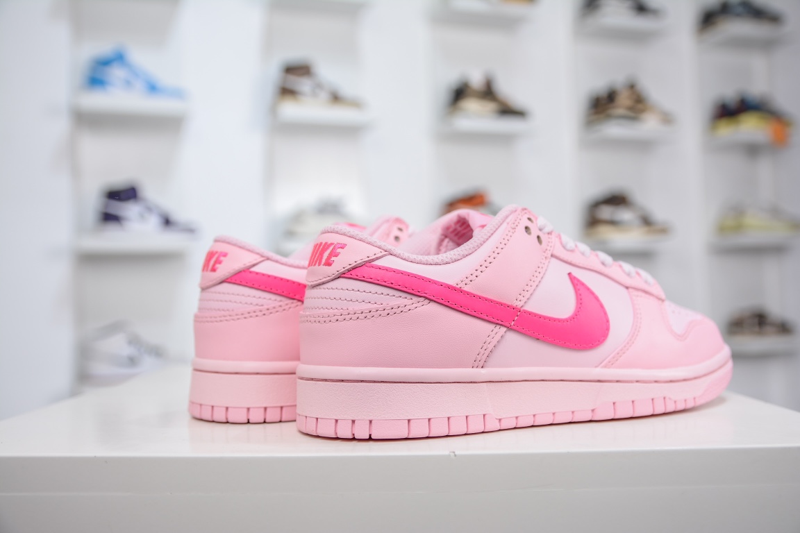 280 原装Nike SB Dunk Low（GS）”Triple Pink”芭比粉 DH9765-600