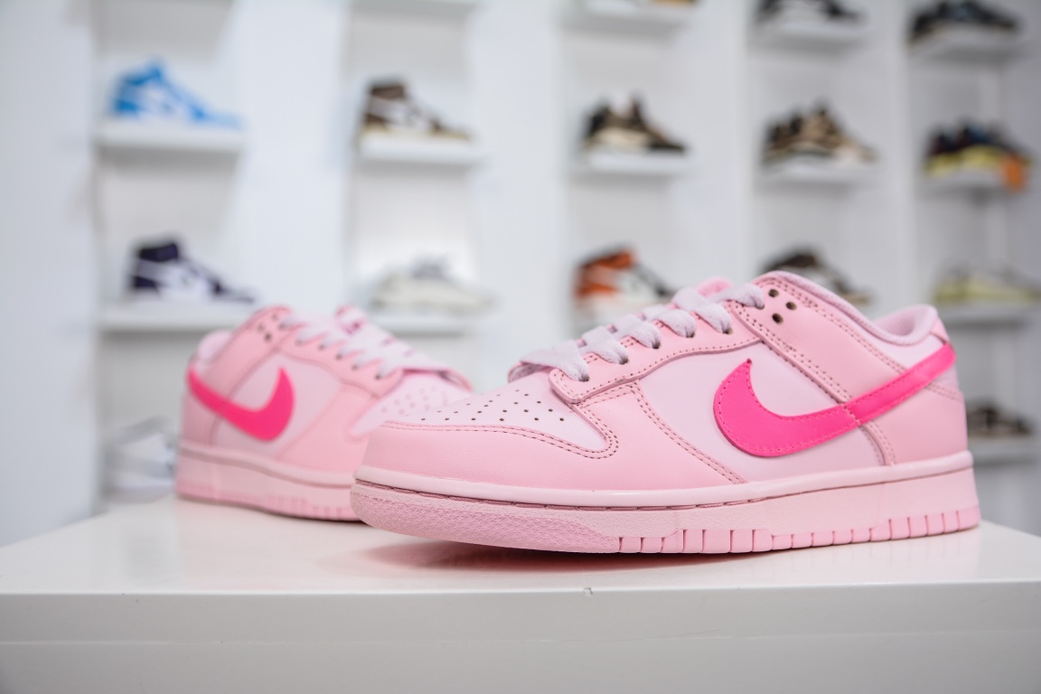 280 原装Nike SB Dunk Low（GS）”Triple Pink”芭比粉 DH9765-600