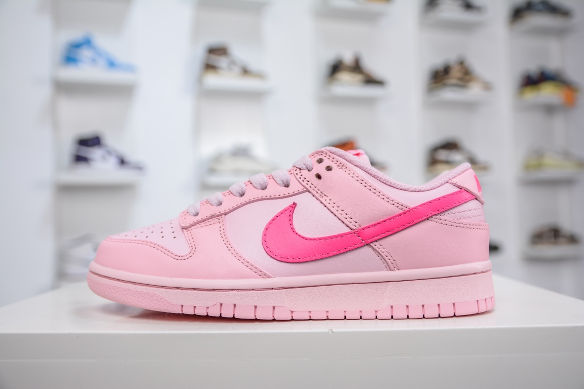 280 原装Nike SB Dunk Low（GS）”Triple Pink”芭比粉 DH9765-600