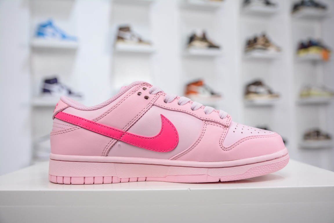 280 原装Nike SB Dunk Low（GS）”Triple Pink”芭比粉 DH9765-600