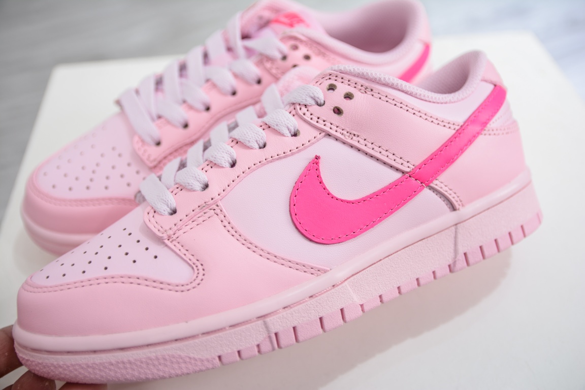 280 原装Nike SB Dunk Low（GS）”Triple Pink”芭比粉 DH9765-600