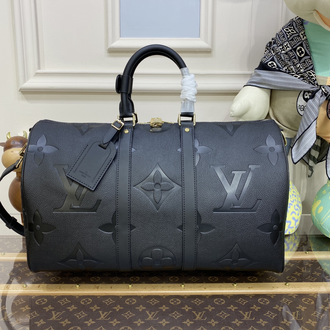 Louis Vuitton LV Keepall Travel Bags Black Grey M46114