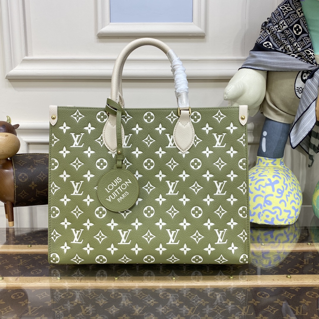 Top Sale
 Louis Vuitton LV Onthego Bags Handbags Green Pink Printing Empreinte​ Cowhide M46128