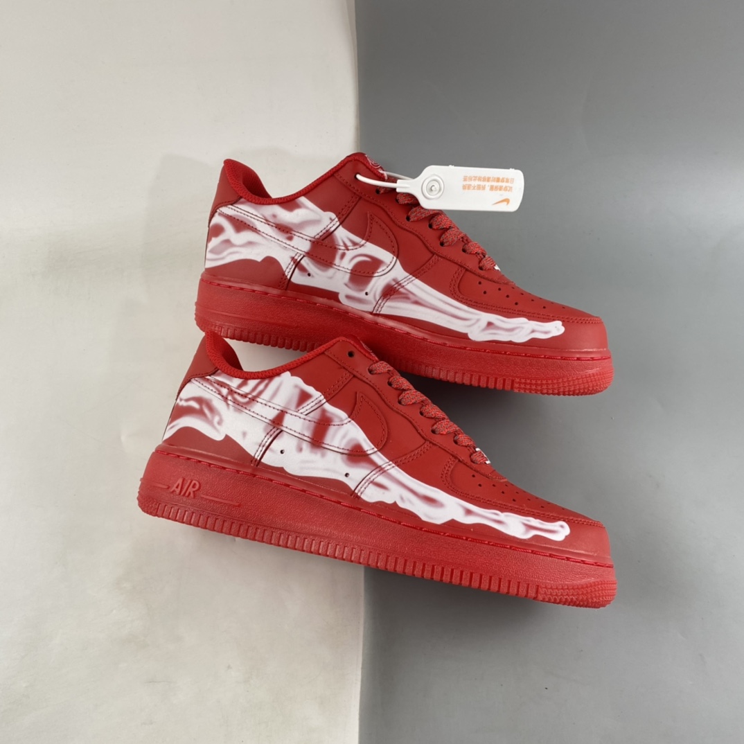 P220 Nike Air Force 1'07 Low 大红色 透视骨头X光 万圣节限定配色 CU8067-600