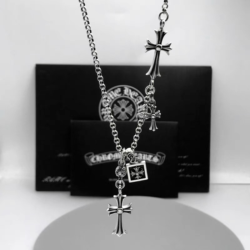 NO:380164,ch cross sterling silver necklace women Japanese and Korean personality long sweater chain cross double pendant retro Thai silver necklace men, jewelry boutique, sweaters, necklace, pure silver19860909ch十字架纯银项链女日韩个性长款毛衣链十字双吊坠复古泰银项链男,饰品精品,sweaters,necklace,pure silver,Jewelry