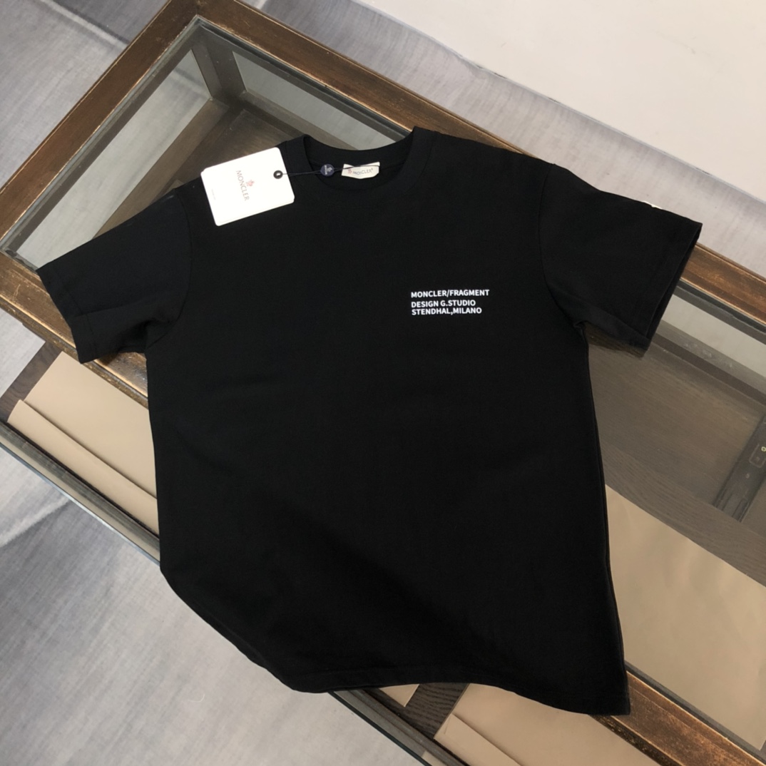 Moncler Clothing T-Shirt Outlet Sale Store
 Black White Printing Unisex Cotton Summer Collection Short Sleeve