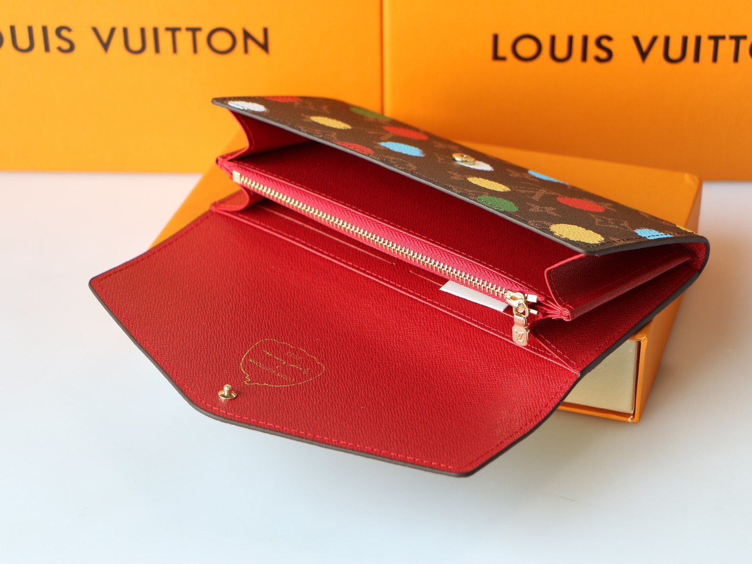 A different angle of the leather wallet