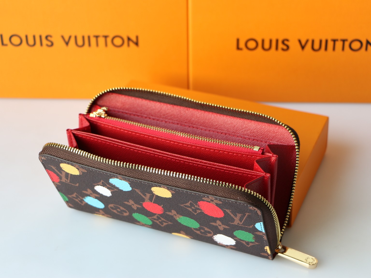 A different angle of the leather wallet