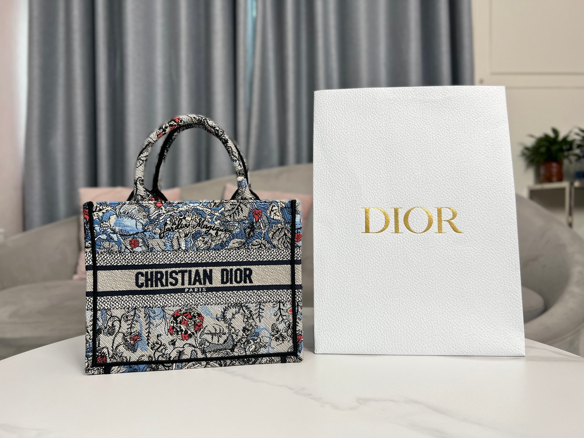 Dior Book Tote Luxury
 Handbags Tote Bags Denim Blue Embroidery
