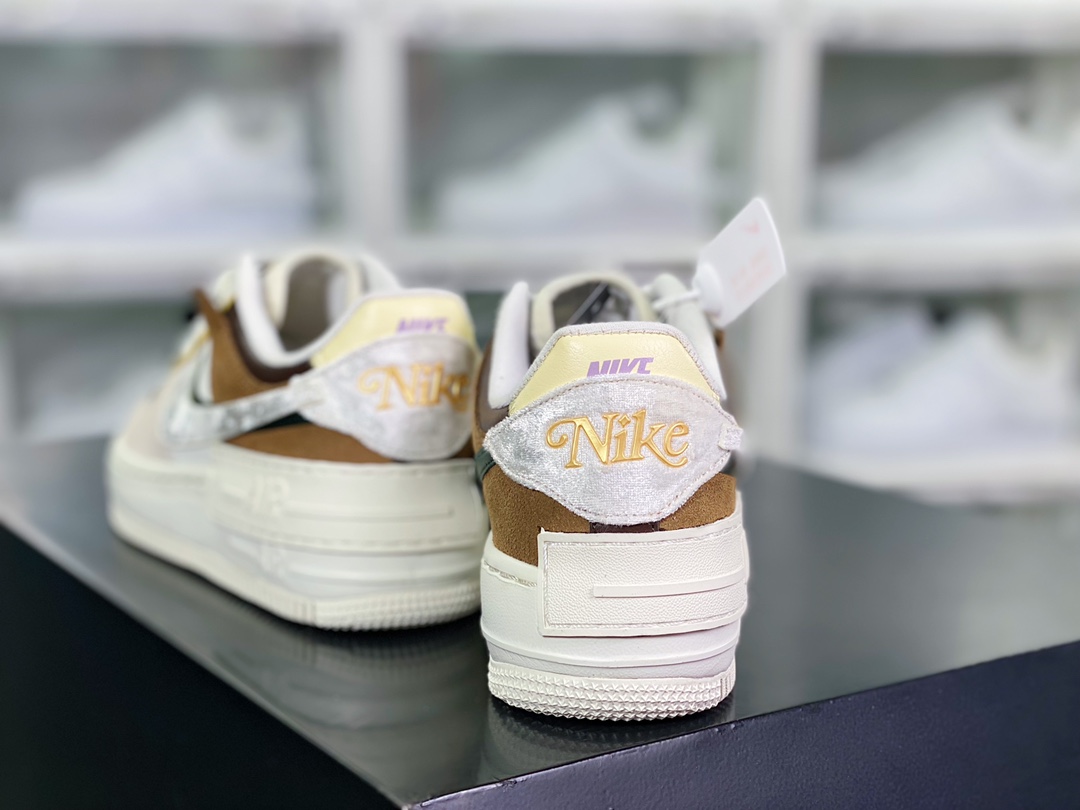 200 WMNS Air Force 1 Shadow”Black Bow”空军一号板鞋“白灰棕蝴蝶结”FB1857-111