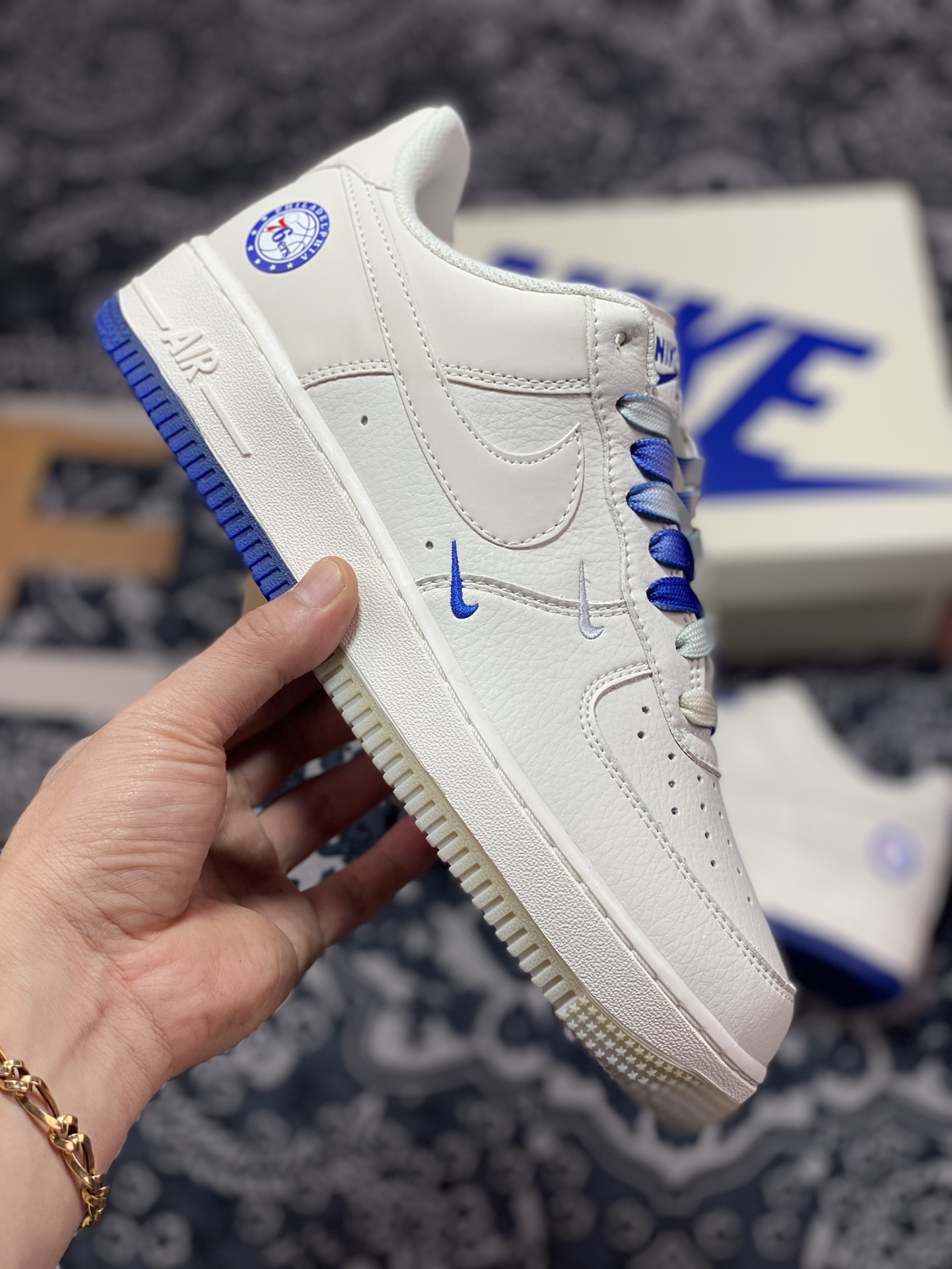 260 Nike Air Force 1’07 Low QS”Sail/Deep Blue/Philadelphia 76ers”空军一号AI5696-103