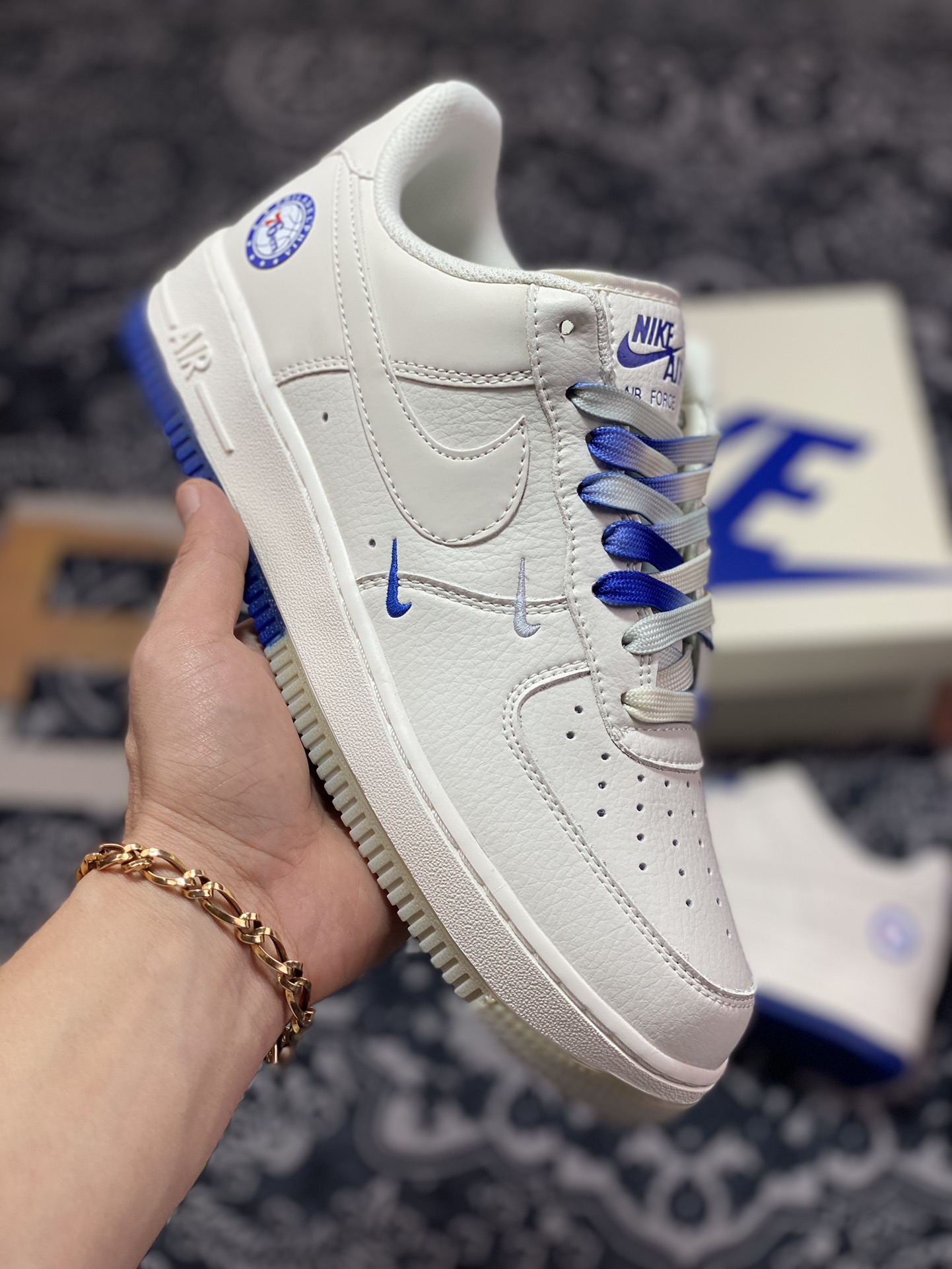 260 Nike Air Force 1’07 Low QS”Sail/Deep Blue/Philadelphia 76ers”空军一号AI5696-103