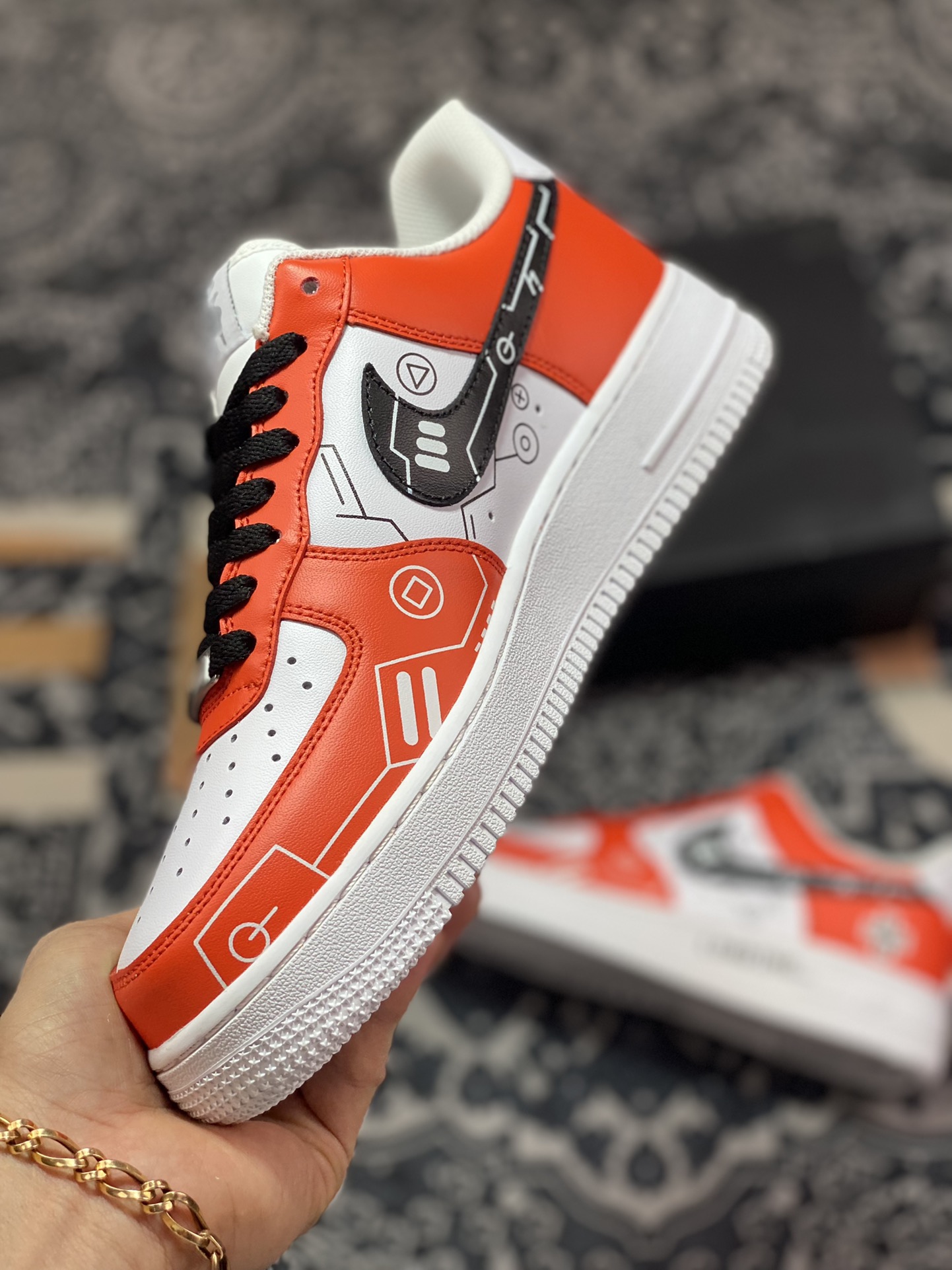 Nike Air Force 1 07 LV8 ”Game Console'” Air Force One sneakers ”leather white black orange game print” CW2288-112