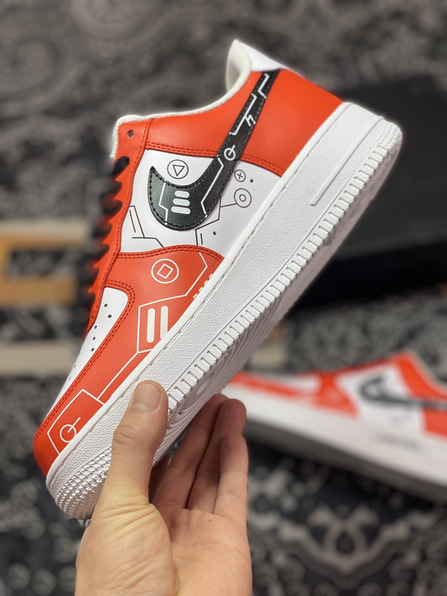 Nike Air Force 1 07 LV8 ”Game Console'” Air Force One sneakers ”leather white black orange game print” CW2288-112