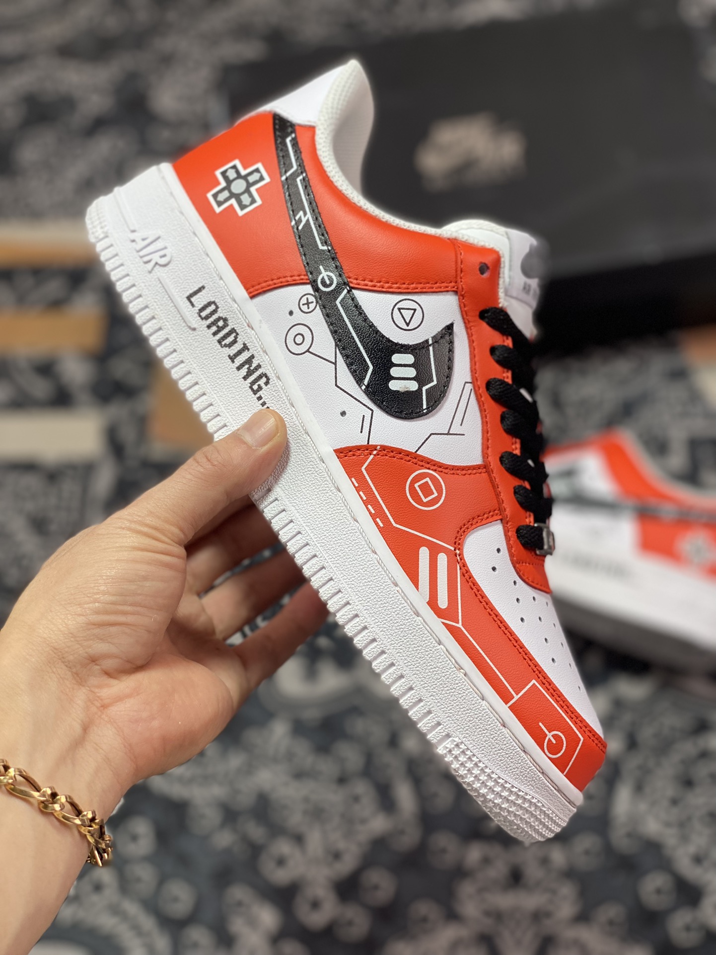 Nike Air Force 1 07 LV8 ”Game Console'” Air Force One sneakers ”leather white black orange game print” CW2288-112