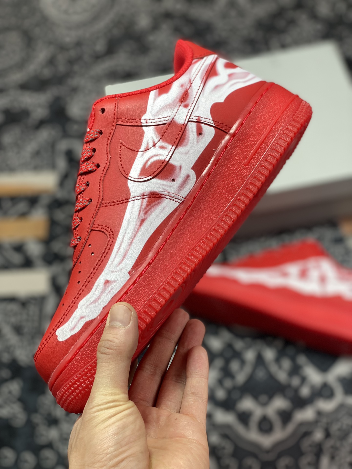 220 Nike Air Force 1 Low '07”Red/Skeleton” “皮革大红白脚骨透视X光” CU8067-600
