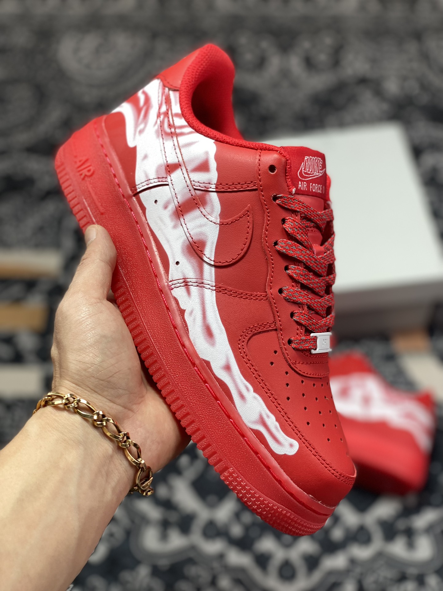 220 Nike Air Force 1 Low '07”Red/Skeleton” “皮革大红白脚骨透视X光” CU8067-600