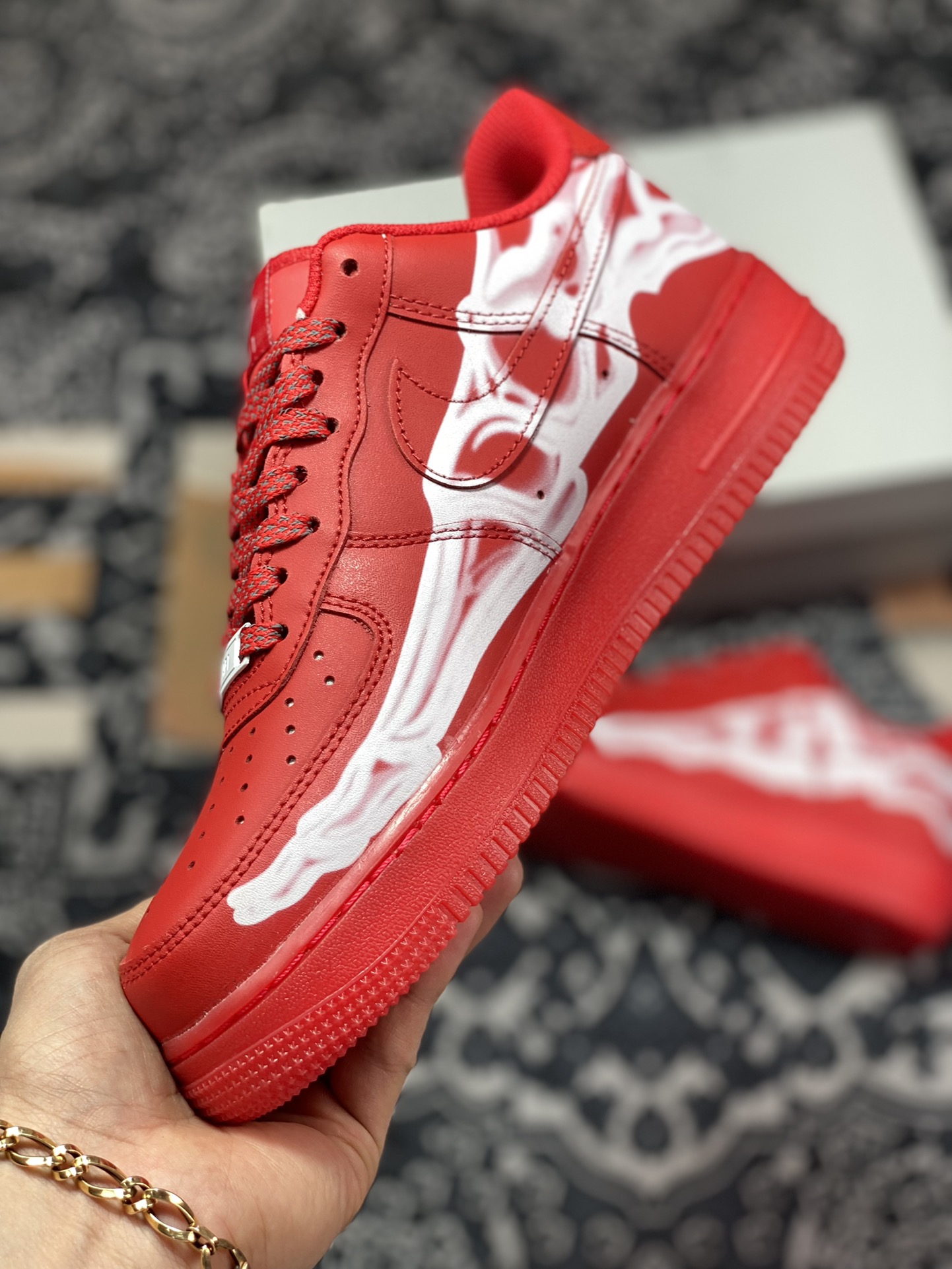 220 Nike Air Force 1 Low '07”Red/Skeleton” “皮革大红白脚骨透视X光” CU8067-600