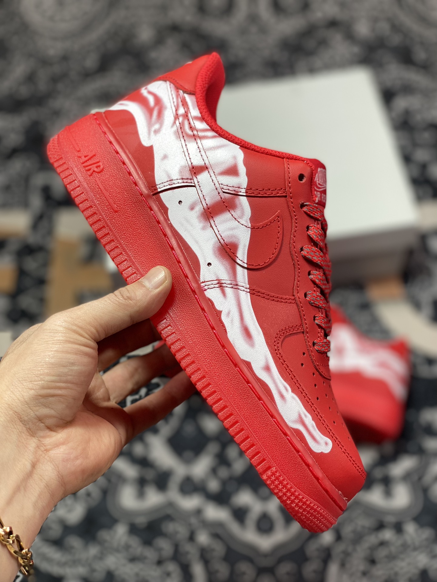 220 Nike Air Force 1 Low '07”Red/Skeleton” “皮革大红白脚骨透视X光” CU8067-600