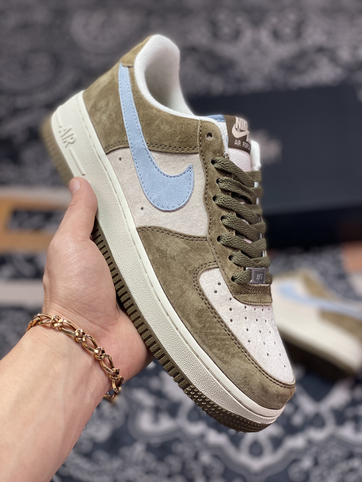 260 Nike Air Force 1′07 Low Suede”Moss Green/Grey”空军一号板鞋“麂皮青苔绿灰蓝”ZB2121-101