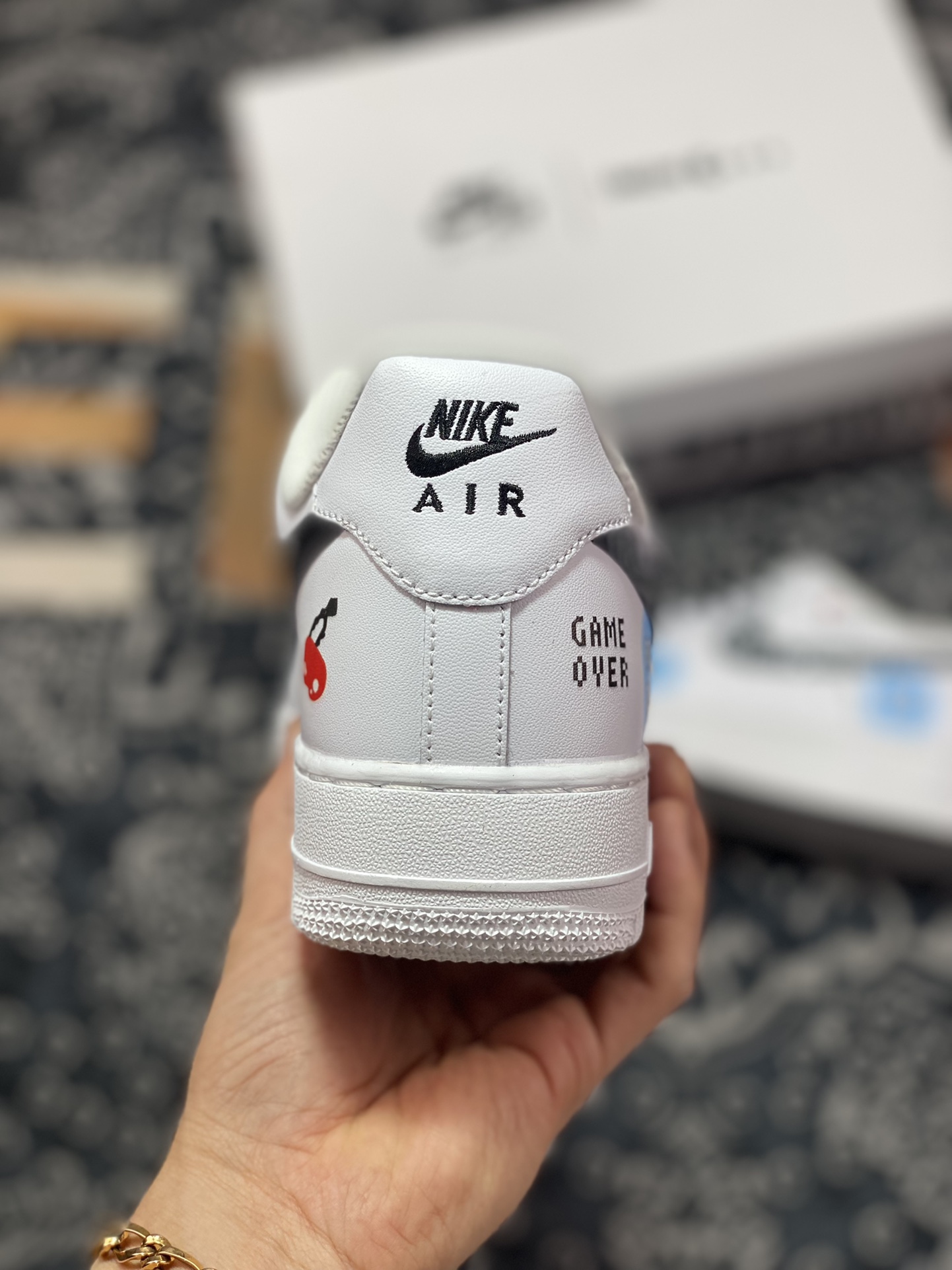 260 Nike Air Force 1 07 LV8”GAME OVER/Pac-Man”空军一号板鞋“皮革白黑彩吃豆人游戏印花”CW2288-228