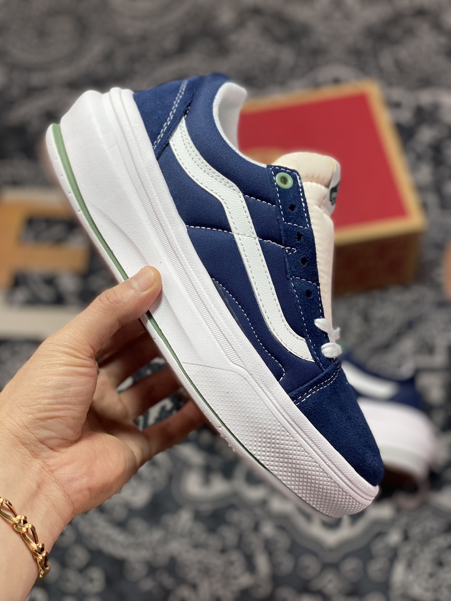 Vans navy blue thick-soled ultra-light Vans Old Skool Overt CC ultra-light thick-soled height-increasing shoes